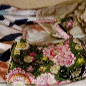 Vera Bradley Olive Green and Blush Pink Fabric